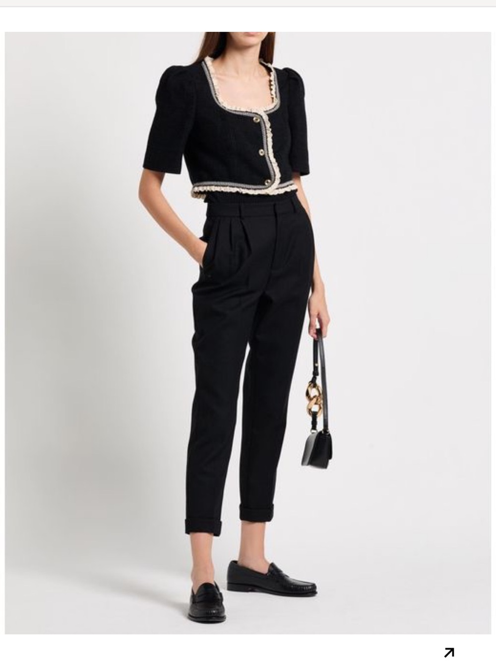 Sandro Black Cropped tweed bolero top